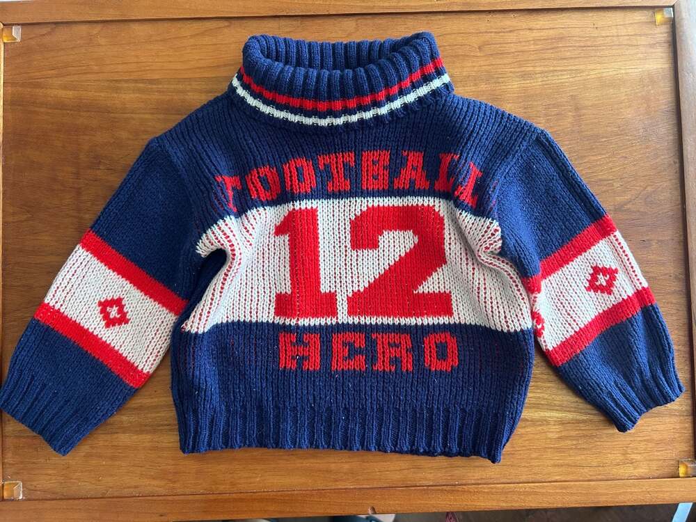 Babyfair Football Hero 12 Knit Turtleneck Sweater Navy Red White 24 Months